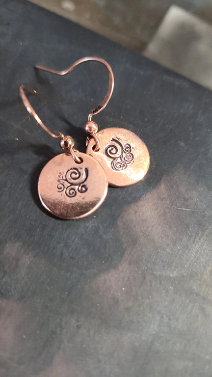 Handmade Copper Stamped Earrings Great Gift