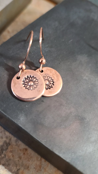 Handmade Copper Stamped Earrings Great Gift