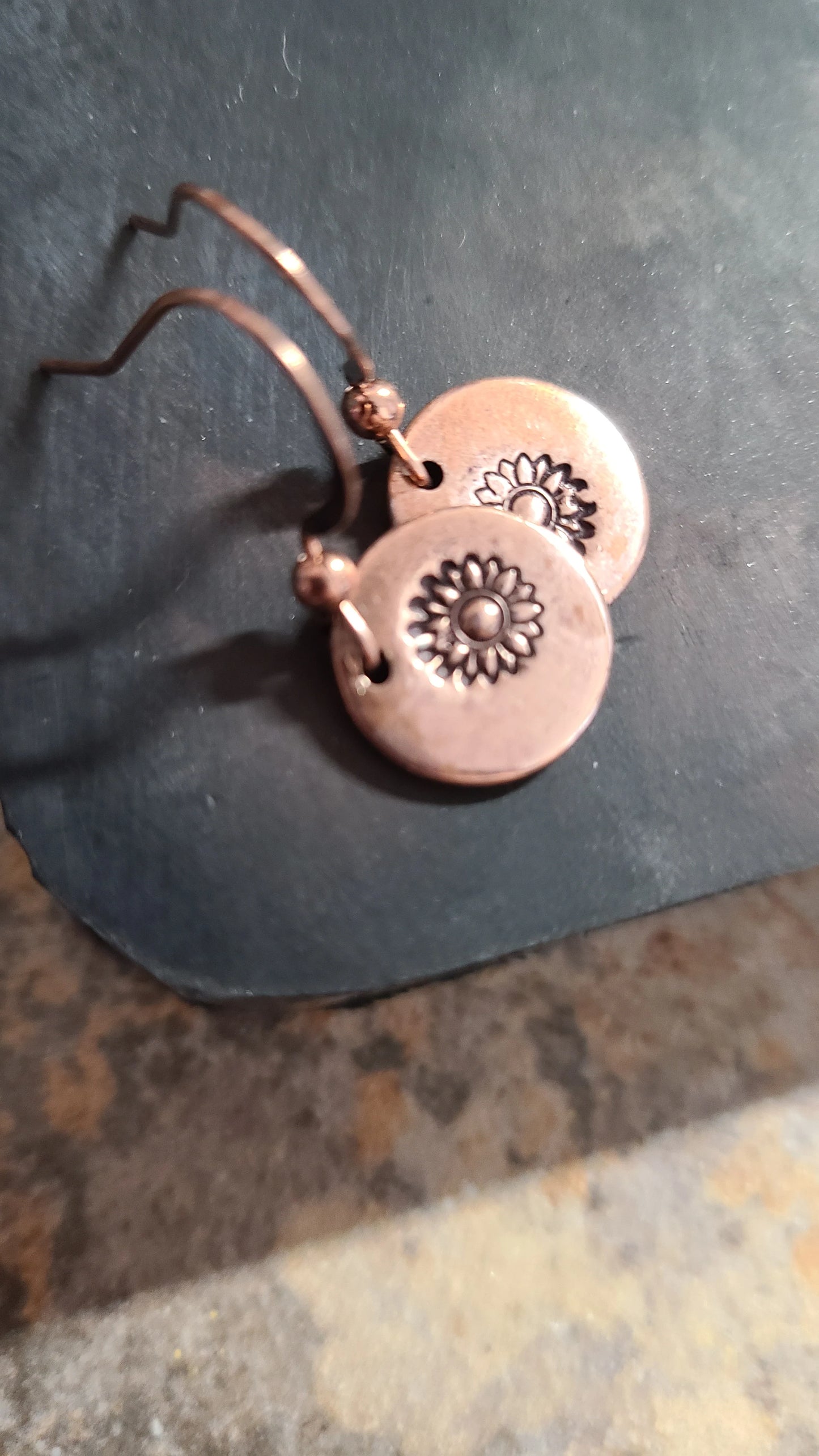 Handmade Copper Stamped Earrings Great Gift