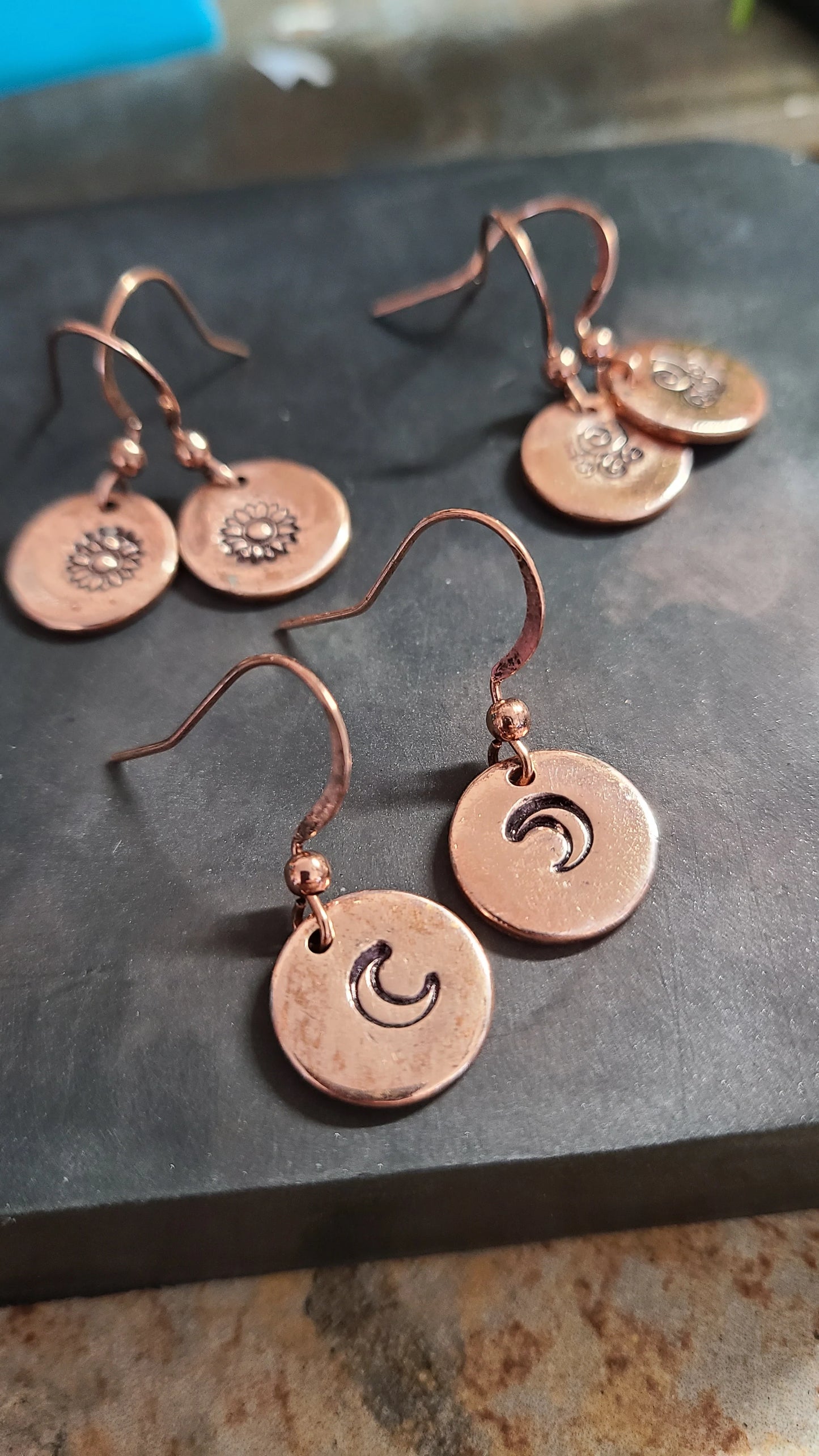 Handmade Copper Stamped Earrings Great Gift