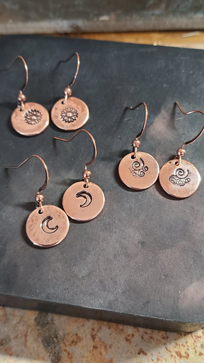 Handmade Copper Stamped Earrings Great Gift