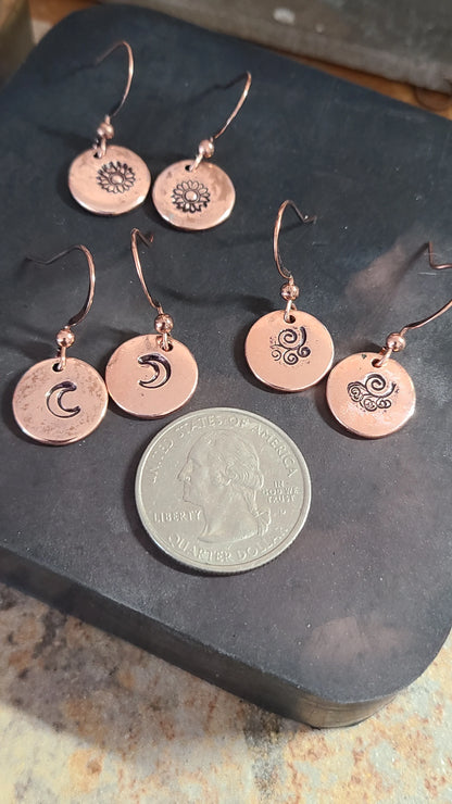 Handmade Copper Stamped Earrings Great Gift