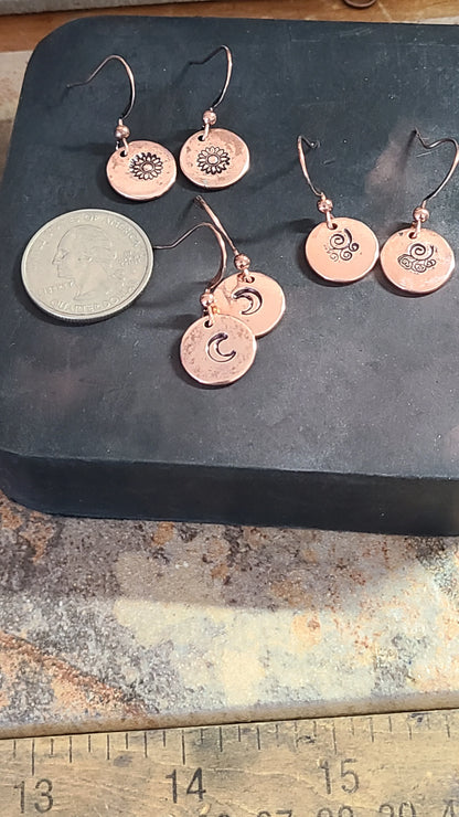 Handmade Copper Stamped Earrings Great Gift