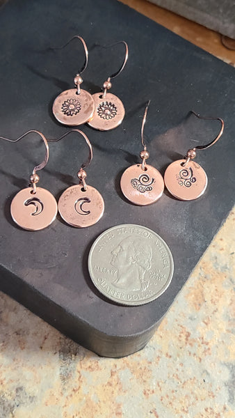 Handmade Copper Stamped Earrings Great Gift