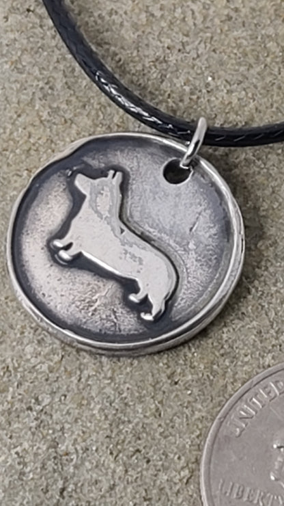 Handmade Sterling Silver Necklace Corgi Design Great Gift Made in USA