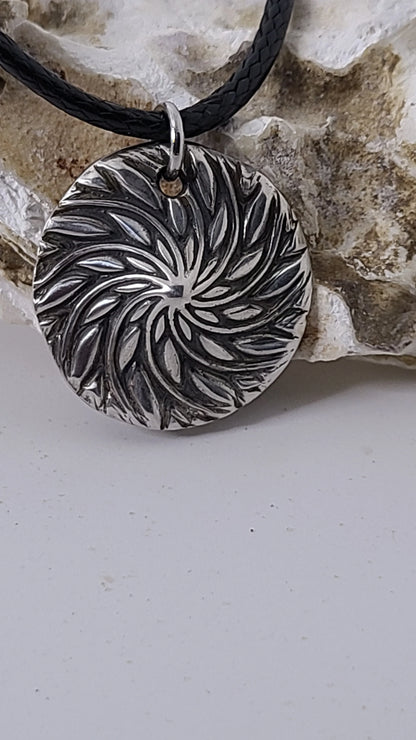 Handmade Silver Medallion Necklace Sunburst Design Great Gift Made in USA