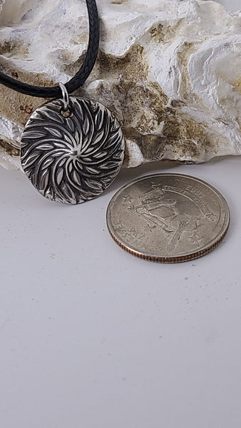 Handmade Sterling Silver Medallion Necklace Sunburst Design Great Gift Made in USA