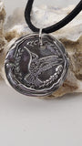 Handmade Sterling Silver Medallion Necklace Hummingbird Design Great Gift Made in USA