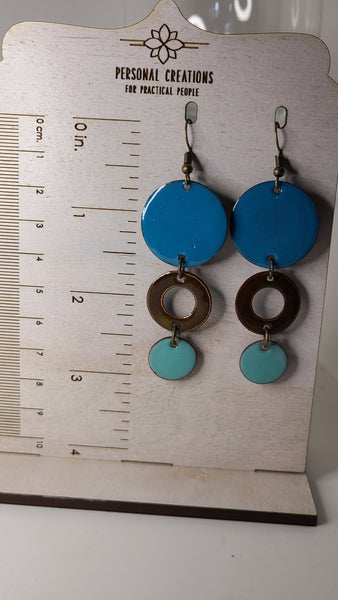 Handmade Enameled Copper Multi Dangle Earrings Great Gift for Her Made in USA