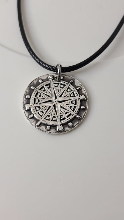 Handmade Compass Fine Silver Necklace Great Gift For Him or Her