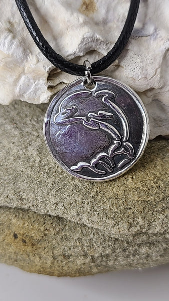 Handmade Dolphin Flip Fine Silver Necklace Great Gift For Her