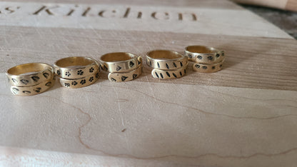 Handmade Adjustable Wraparound Stamped Rings Great Gift