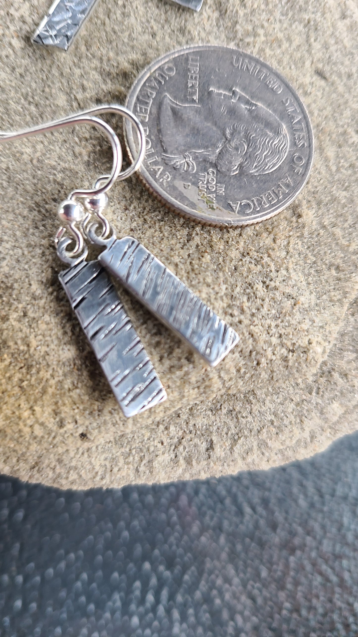 Handmade Silver Stamped Earrings Great Gift Made in USA