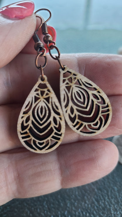 Handmade Balsawood Earrings Great Gift Made in USA