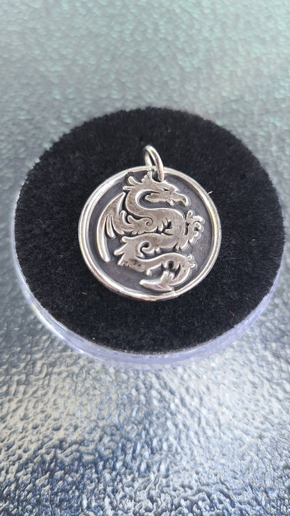 Handmade Dragon Fine Silver Necklace Great Gift For Him or Her