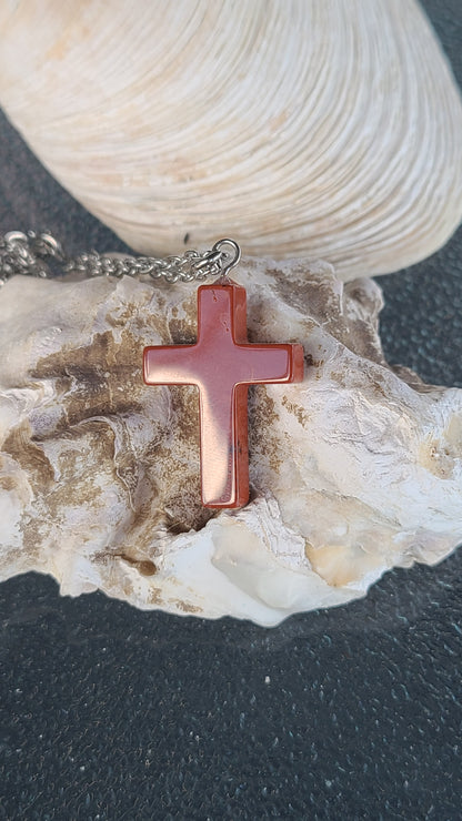 Handmade Stone Cross Necklace - Great Gift