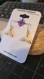 Handmade Whale Tail Pearl Enamel Earrings