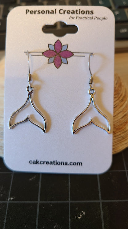 Handmade Whale Tail Silhouette Earrings