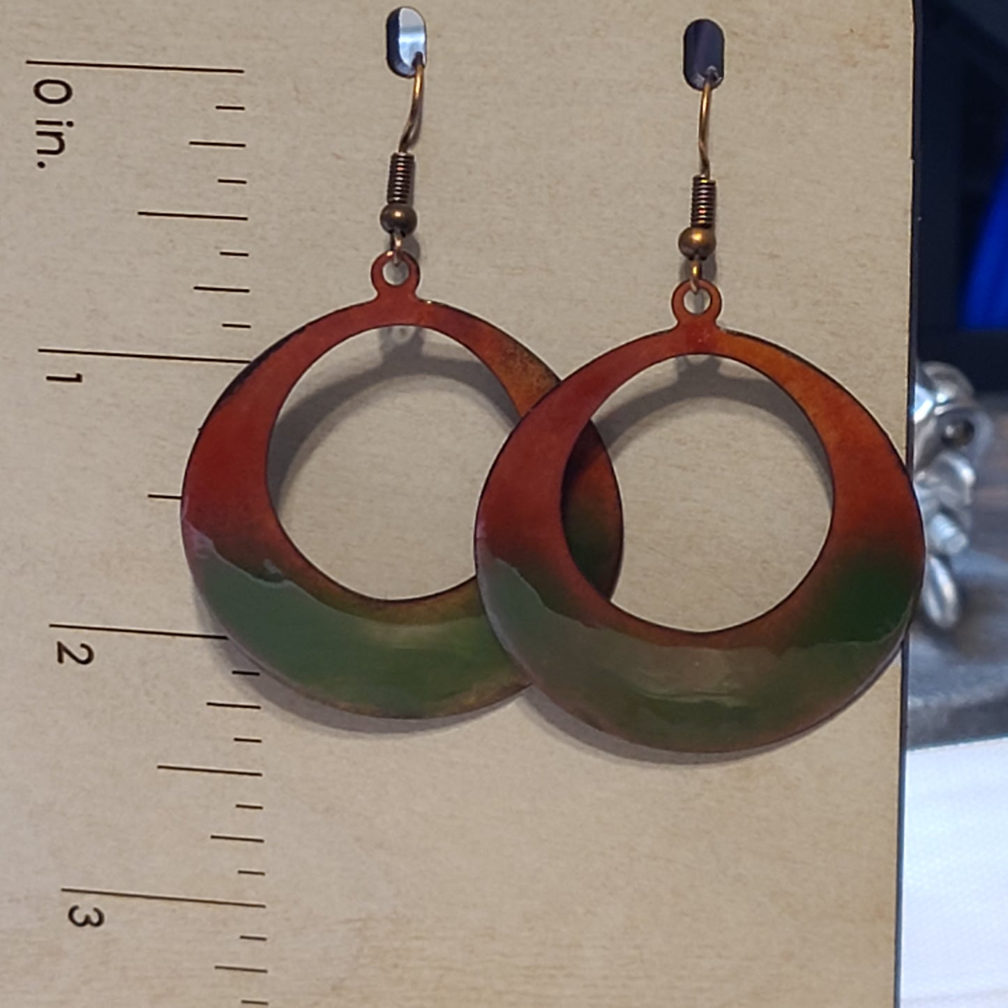 Handmade Enameled Copper Earrings