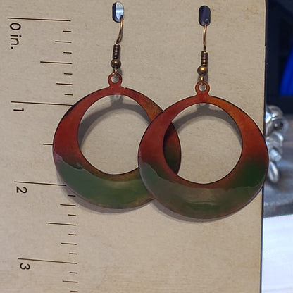 Handmade Enameled Copper Earrings