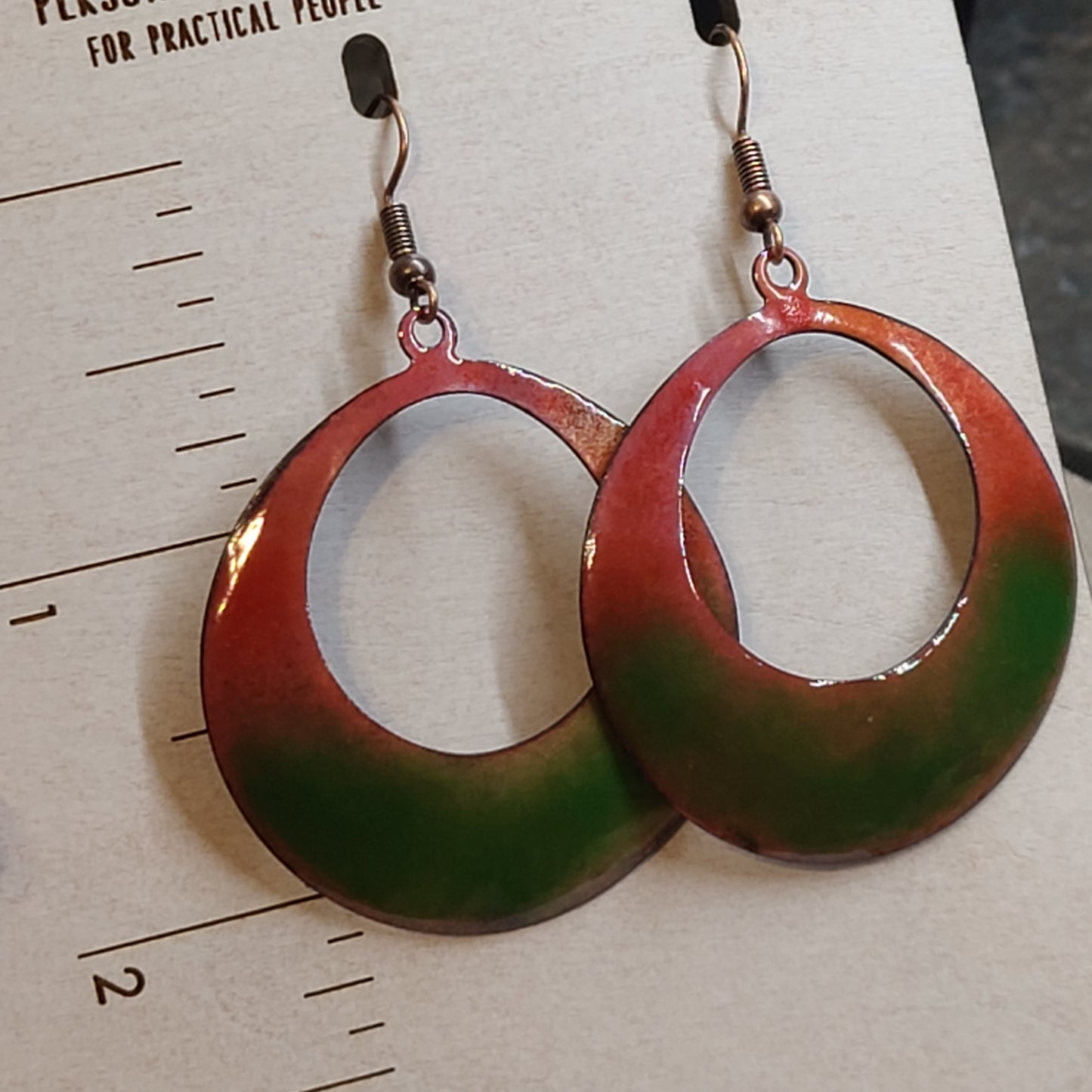 Handmade Enameled Copper Earrings