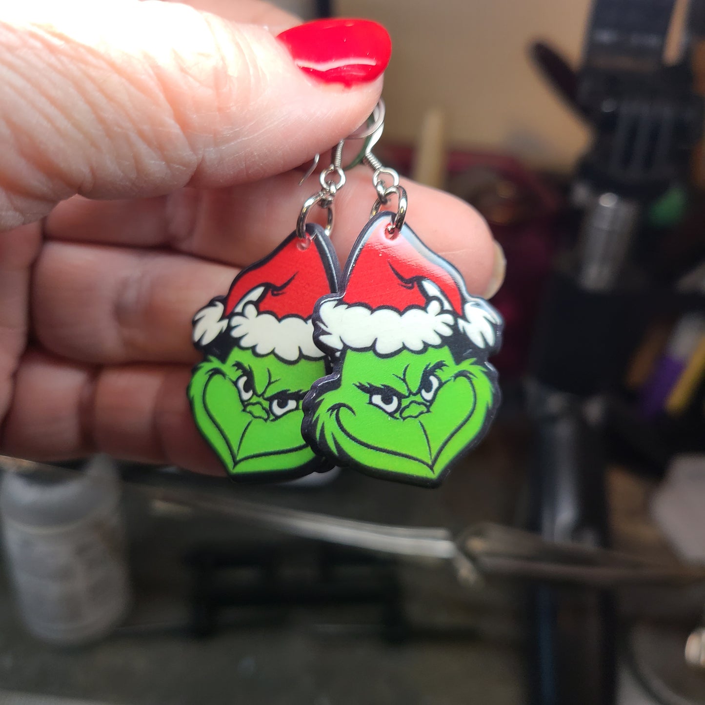 Handmade Christmas Grinch Earrings - Great Gift