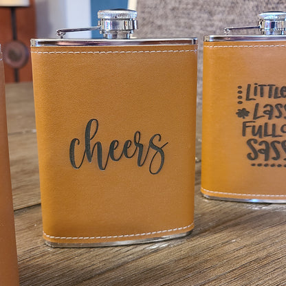 Hip Flask Stainless Steel Leather Bound 8 oz Great Gift