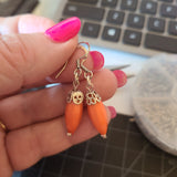 Handmade Coral Drop Earrings