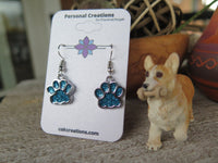 Handmade Glistening Puppy or Kitty Paw Earrings