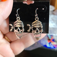 Handmade Halloween Earrings Pirate Skeleton