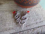 Handmade Snake and Red Gem Earrings