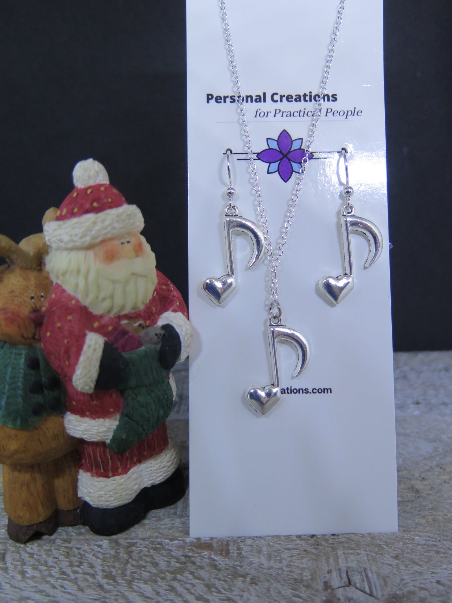 Handmade Heartful Musical Notes Earring and Necklace Set