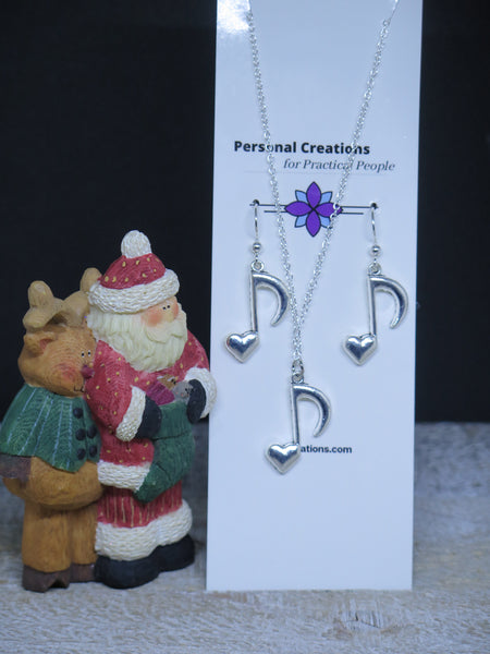 Handmade Heartful Musical Notes Earring and Necklace Set