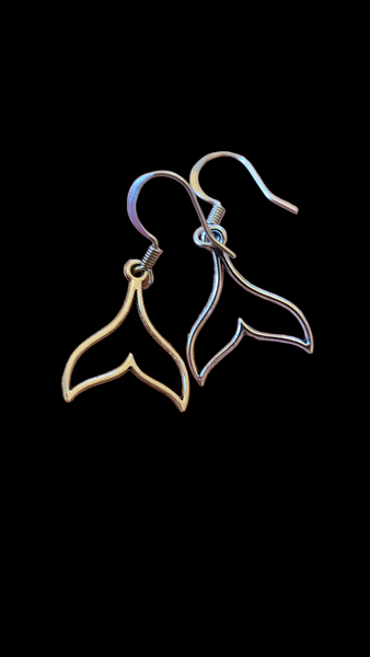Handmade Whale Tail Silhouette Earrings